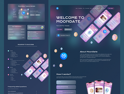 Crypto Tinder App Landing app design app ui ux design crypto app crypto app landing page crypto app ui ux nft app nft app landing page nft app ui ux