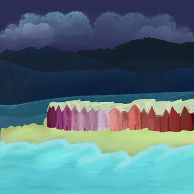 Beach al la Lesbos art digital illustration digital painting