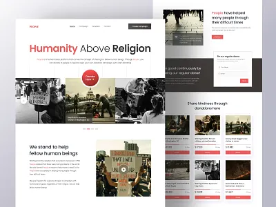 PEOPLE - Charity Landing Page card charity clean clean design design donate donation fundraise help landing landing page ngo support ui uiux ux volunteer web webdesign website