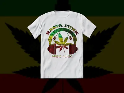 Rasta Funk Musical t-shirt design. branding custom t shirt funk musical t shirt graphic design headphone t shirt illustration metal t shirt design rasta funk rasta funk music rasta funk t shirt rasta t shirt t shirt t shirt design typography weed leaf t shirt weed t shirt design