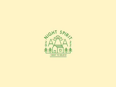 Night spirit believe branding cabin design graphic design home house icon illustration lines night ovni patagonia trees tshirt design vector woods