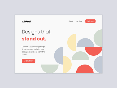 Canvas Landing Page abstract app art branding coder823 daily ui design figma graphic design illustration landing logo page typography ui ux vector