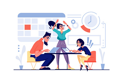 Deadline Cartoon Illustration cartoon character concept deadline design flat illustration landing management manager office page people planning scene teamwork vector web work workflow