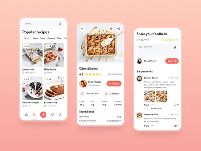 Cooking App application community cooking design feedback figma food makeevaflchallenge recipe social network ui