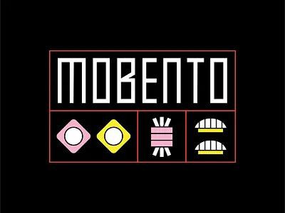 Mobento Food Truck Logo bento box brand identity colorful food truck geometric graphic design graphics grid illustration illustrator japan japanese logo lockup mark mobile food restaurant square sushi vectors
