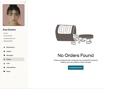 Patient Orders | Empty State | ZenPatient application branding empty state graphic design minimal ui ux