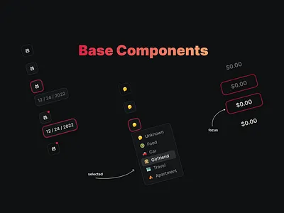 Expenses Application - Add Expense Components app design expenses minimal money tracking app ui web