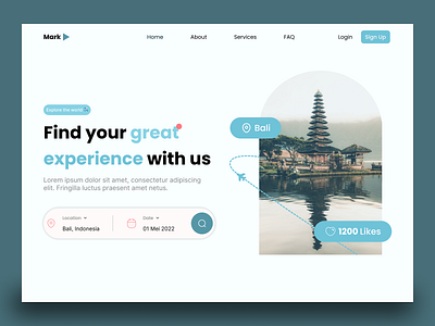 DailyUI Day 03: Landing Page bali blue dailyui destination landing page travel traveller ui uiux ux web design website