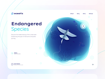 Oceatic - Engangered Species fish illustration illustrator nature ocean sea storytelling submarine uidesign underwater water webdesign