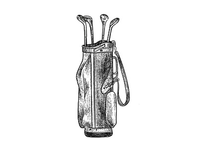 Golf bag engraving illustration