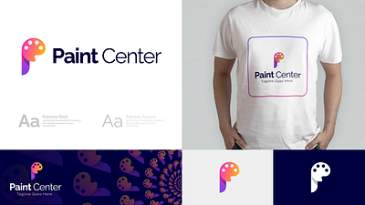 Paint Center Logo Concept colorful logo creative logo logo design p letter logo p logo paint logo