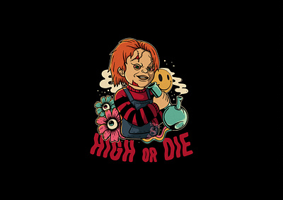 High or Die acid adobe chucky doll high illustration lsd photoshop psychedelic vector weed