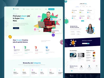 Easy Jobs - Job Finding Landing Page Design employee employee recruitement freelancer hr resource interface design job finding job platfrom job searching job seeking landing page design minimal product design ui design uiux website design