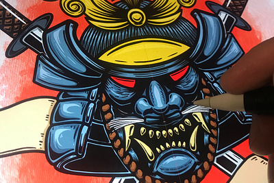 Samurai helmet. Drawing process helmet ipad pro japan katana knight procreate samurai soldier t shirt design warrior