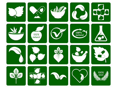 Herbal medicine icons Stencil eco clipart vegan