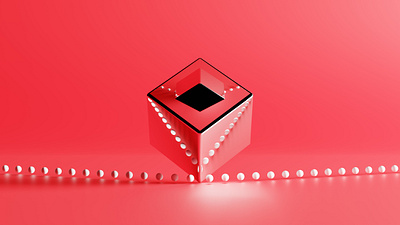 Metal Cube with gradient pink and red background. 3d 3d art 3d illustration 3d modelling design illustration three dimensional ui