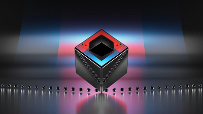 Black metallic cube with blue and red colors. 3d 3d art 3d illustration 3d modelling illustration three dimensional ui