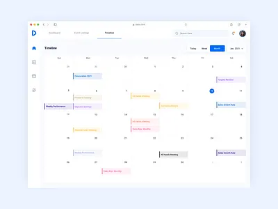 Events Timeline admin dashboard eventslistings ui webapp