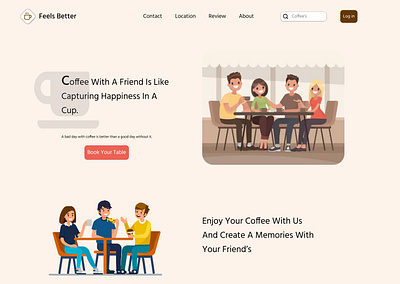 Feel's Better booking branding coffee coffee shop feels better logo party ui web design