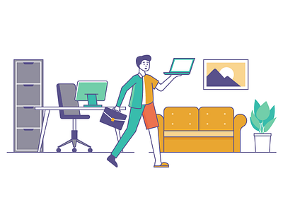 Work from home 2d animation character flat gif illustration motion motion graphic video