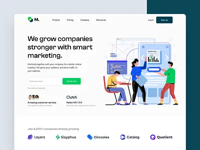 Marketing company - Website design design flat vector illustration graphic design hero concept design illustration landing page market revenue marketing company design saas website design site trendy design ui ux vector vector art vector illustration web web design website whitespace