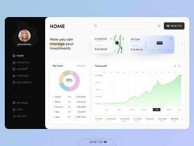 Investment service dashboard bitcoin cryptocurrencies design ethereum exploration graphic design illustration investments my invest statistics ui ux web