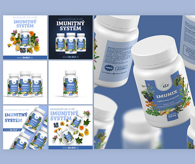 IMUNIX supplements blue brand design branding colorful content design package design packaging pharmacy redesign social media supplements