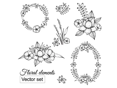 Hand Drawn Flowers drawing flowers hand drawn nature ukrainian artist vector illustration