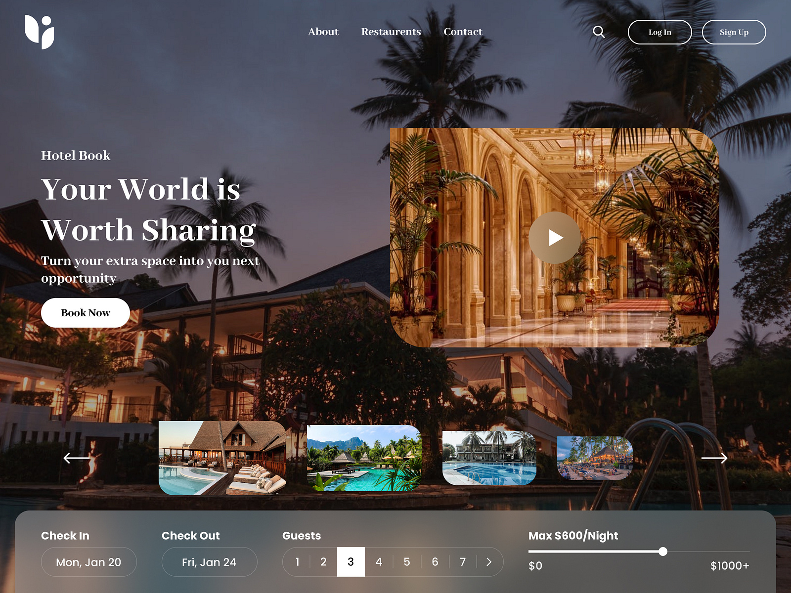 Hotel Booking Web Design by Mayursinh Jadeja for Redlio Designs on Dribbble