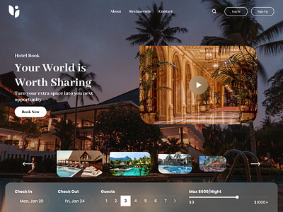Hotel Booking Web Design booking check in design destination figma hotel hotel website landing page logo reservation resort room tour travel travel agency trip ui ux vacation web