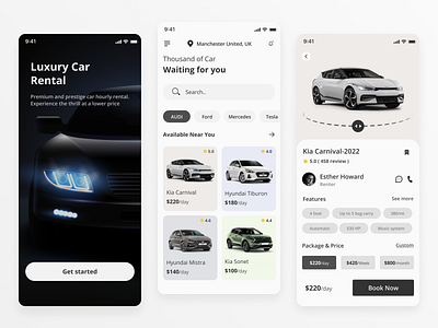 Car Rental App app best app car app car rent car rental design luxury car app popular app premium car app rent rental app rental car typography ui ui design ux ux design