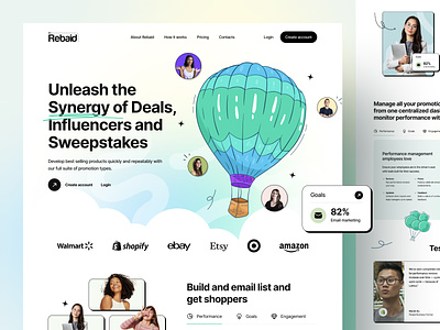 Rebaid – Landing Page discount e-commerce influencers marketing platform rebaits redemptions shoppers store sweepstakes umm