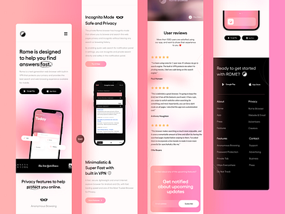Rome - Mobile Responsive clean design minimal mobile adaptation mobile app mobile design mobile responsive mobile screens responsive responsive design ui ui design uiux user experience user interface vpn design web design