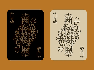 Queen of Cakes badge branding cake design geometric graphic design illustration line lineart logo logo design minimal monoline playing card queen skilline