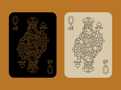 Queen of Cakes badge branding cake design geometric graphic design illustration line lineart logo logo design minimal monoline playing card queen skilline