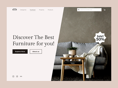 Furniture Landing page agency app architect ecommerce furniture homedecor interior interior design landing page product property real estate store ux web design website