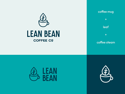 Lean Bean Coffee - Logo Design #3 abstract bean brand identity cafe coffee coffee bean coffee cup coffee logo cup logo logo design modern