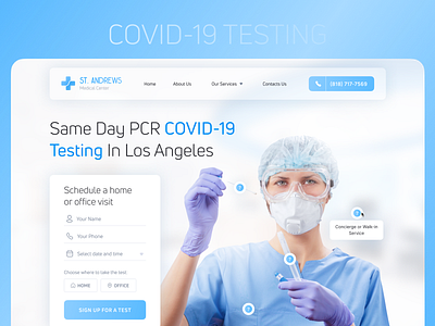 Web Design — Covid-19 Testing covid 19 design figma landing page medical ui web design webdesign