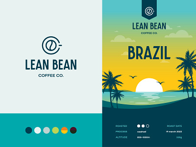 Lean Bean Coffee - Logo+Label abstract brand identity coffee coffee cup coffee label coffee logo coffee packaging letters logo logo design modern