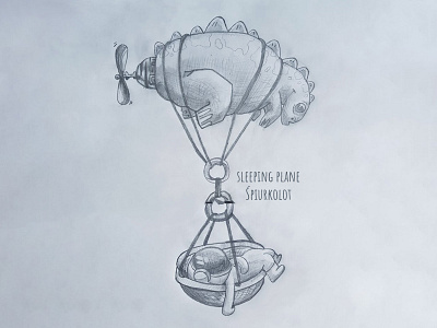 Śpiurkolot - sketches astro astronaut at night baloon ciute dino dinozaur for kids illustration kids line moon night plane sketches sky sleep well sleeping sleeping plane wip