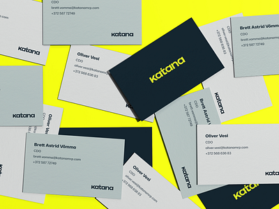 Katana - Business cards brand business businesscards erp katana manufacturing mrp rebrand software swoosh web website whee