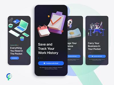 Freelancer CRM Onboarding app app design application branding design figma graphic design icon illustration illustrator logo mobile app typography ui ui design uidesign uiux ux uxui vector