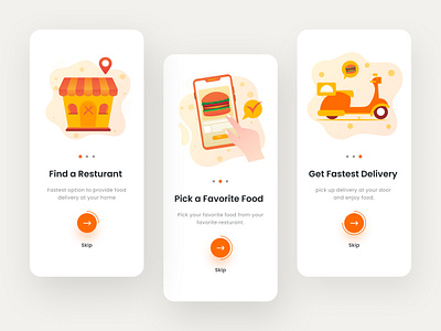 Fastest Food Delivery App UI app delivery design figma find food illustration location mobile onbording online order order track screen shop theme ui ux vector web