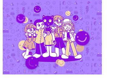 Cat's company adobe illustrator art artsy cat cats chat chatting communicate company details friend friends good vibe illustration positive smile smiles social social media violet