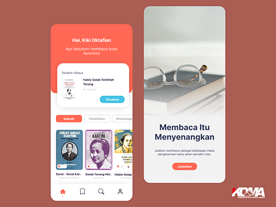 Book App - Kartini Day app book app book mobile design homescreen mobile mobile app ui