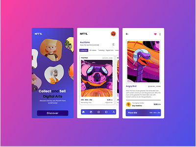 NFT App algeria animation animationbranding color design designer illustration logo mobile mobiledesign nft ui uidesign uidesing uiux webdesign webdesigner