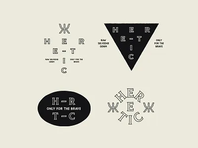 Heretic Apparel apparel badge brand branding denim design graphic design icon illustration logo logotype type typography vintage