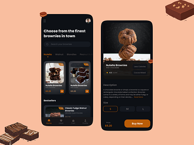 Brownie Ordering App behance blackcolor blush cleandesign dailyui design dribbbleshot freelancer illustration inspiration minimalistic mobiledesign mobileui productdesigner uidesigner uiux uiuxdesign unsplash uxdesigner uxui