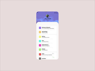 Setting app app design ui ui design ux ux design web design