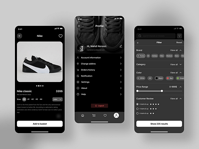 Shoes App adidas app app shoes button concept design figma filter home nike profile prototype puma reebok setting shoes ui ux vans